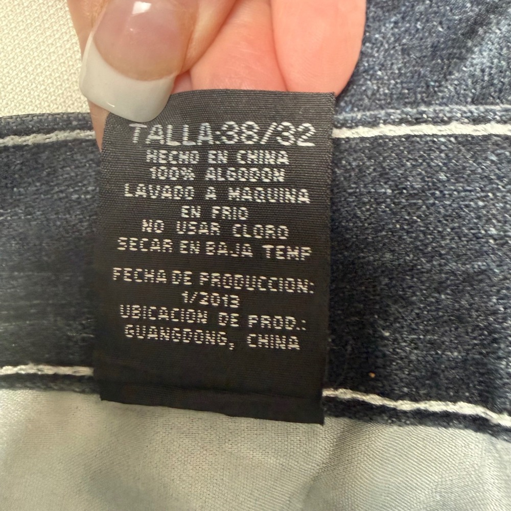 Street Rules Mens Dark Wash Contrast Stitch Straight‎ Leg Denim Jeans 38x32 - Picture 7 of 8